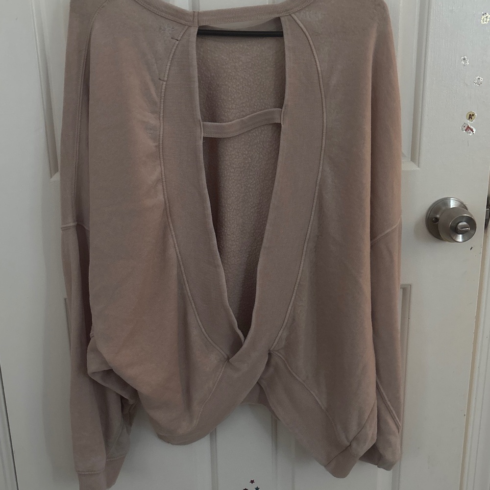 beige long sleeve oversized shirt